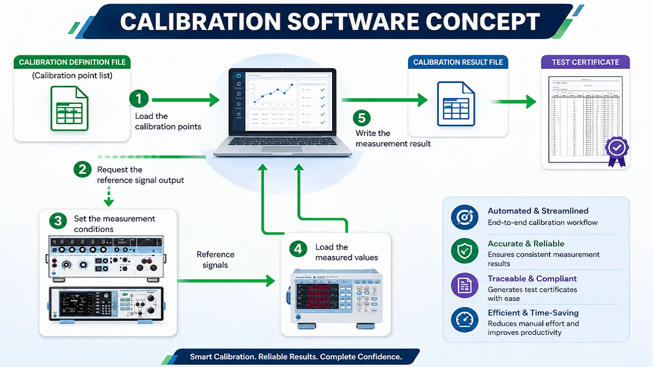 Testing and Calibration Software integrated with TMCI test benches for automated measurement, calibration, data collection, and reports.